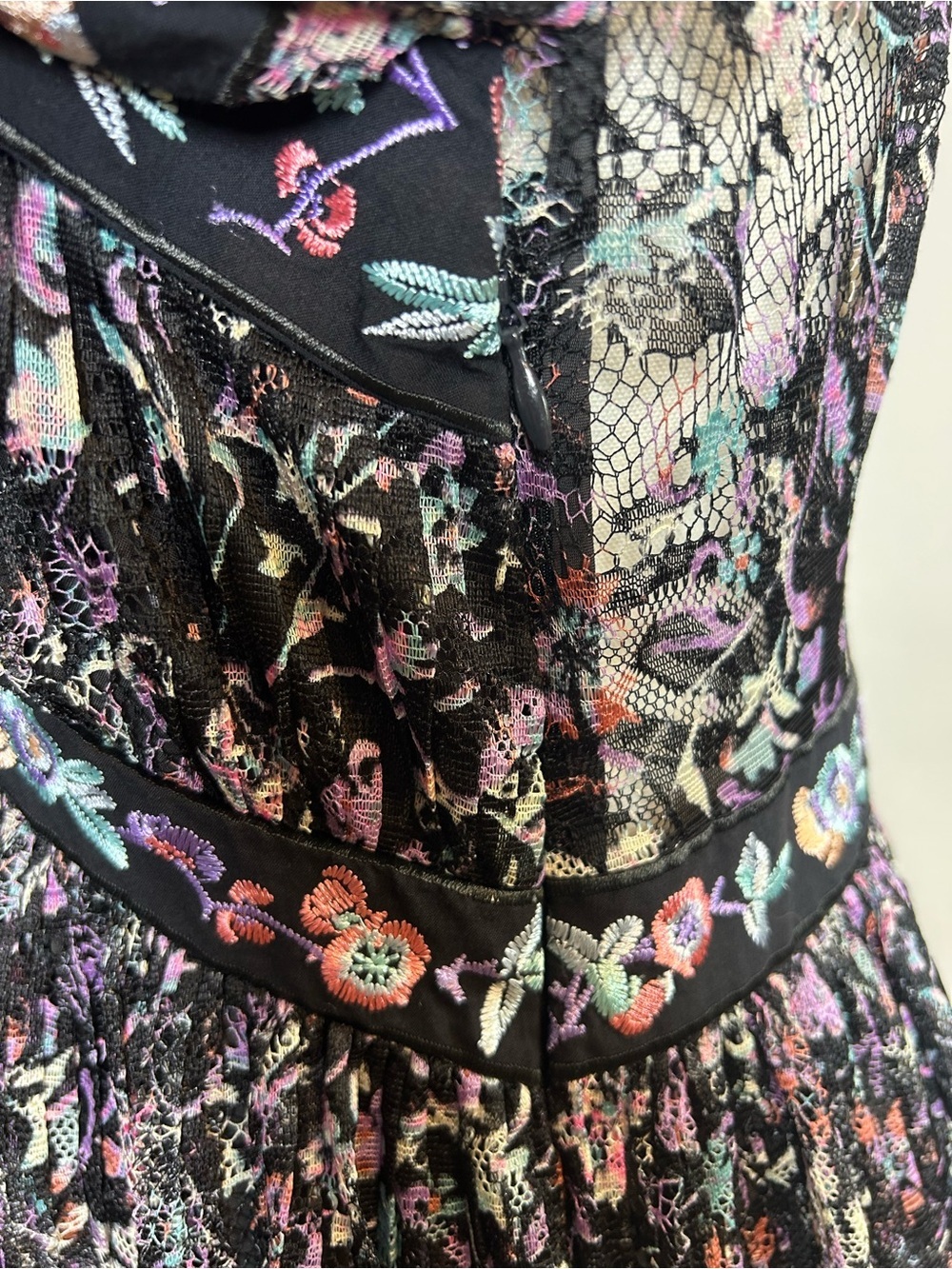 Free People cherry blossom Mini Dress size 6 Embroidered lace boho floral - Picture 11 of 16